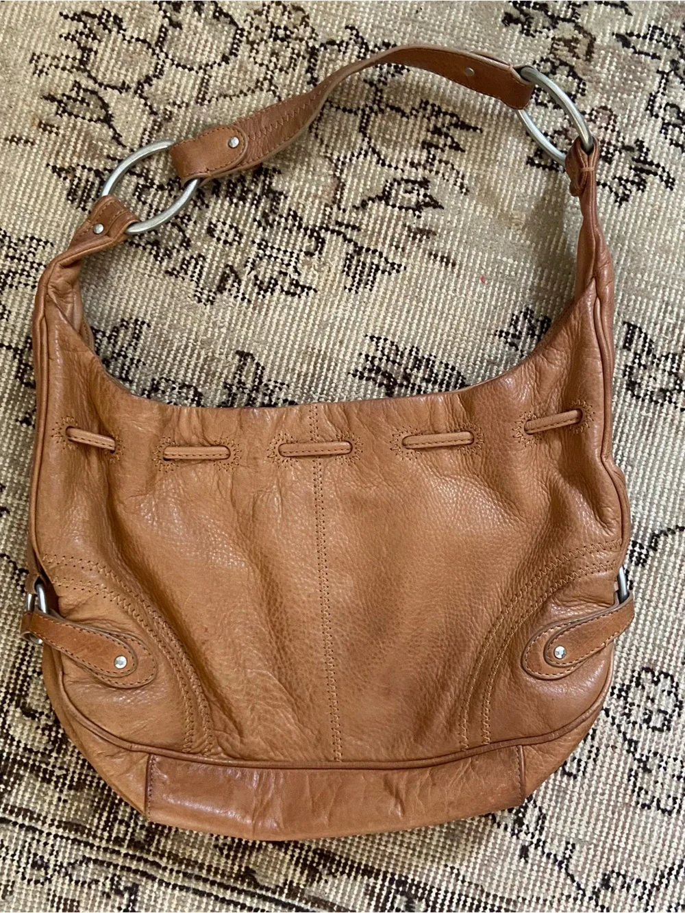 Vtg Sigrid Olsen Leather Hobo Shoulder Bag Brown Slouchy Purse Classic Boho